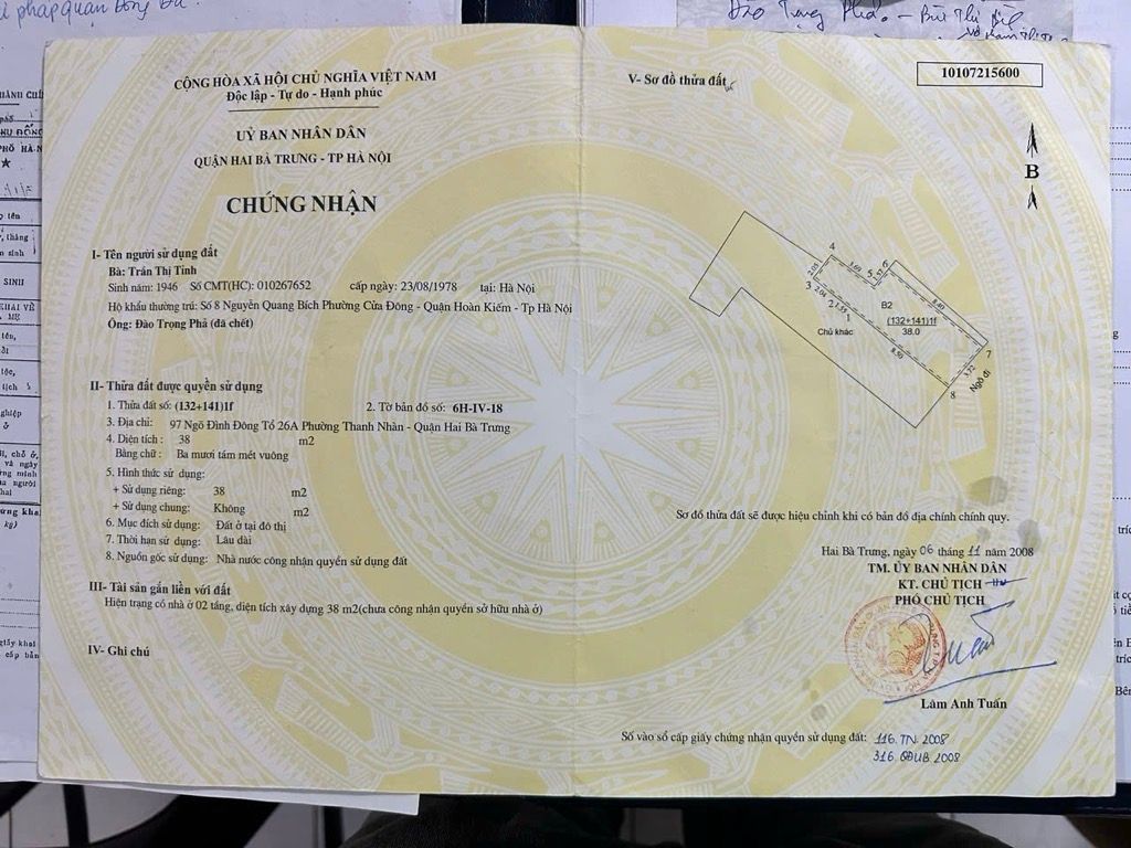 Bán nhà Đình Đông - diện tích 38m2 3 tầng - Cách ô tô 50m - giá 7,29 tỷ