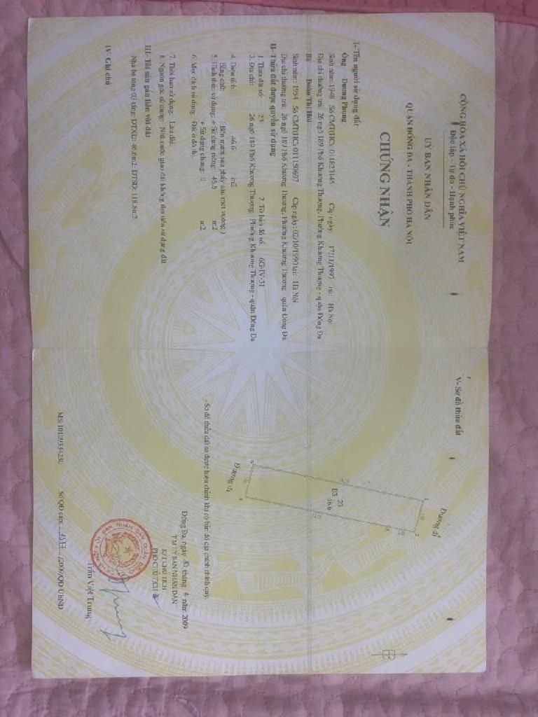 Bán nhà Khương Thượng - diện tích 46.6m2 3 tầng - Ô tô đỗ cửa - giá 13,8 tỷ