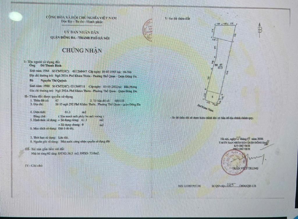 Bán nhà Khâm Thiên - diện tích 61,3m2 4 tầng - Lô góc, nhà đẹp - giá 12 tỷ