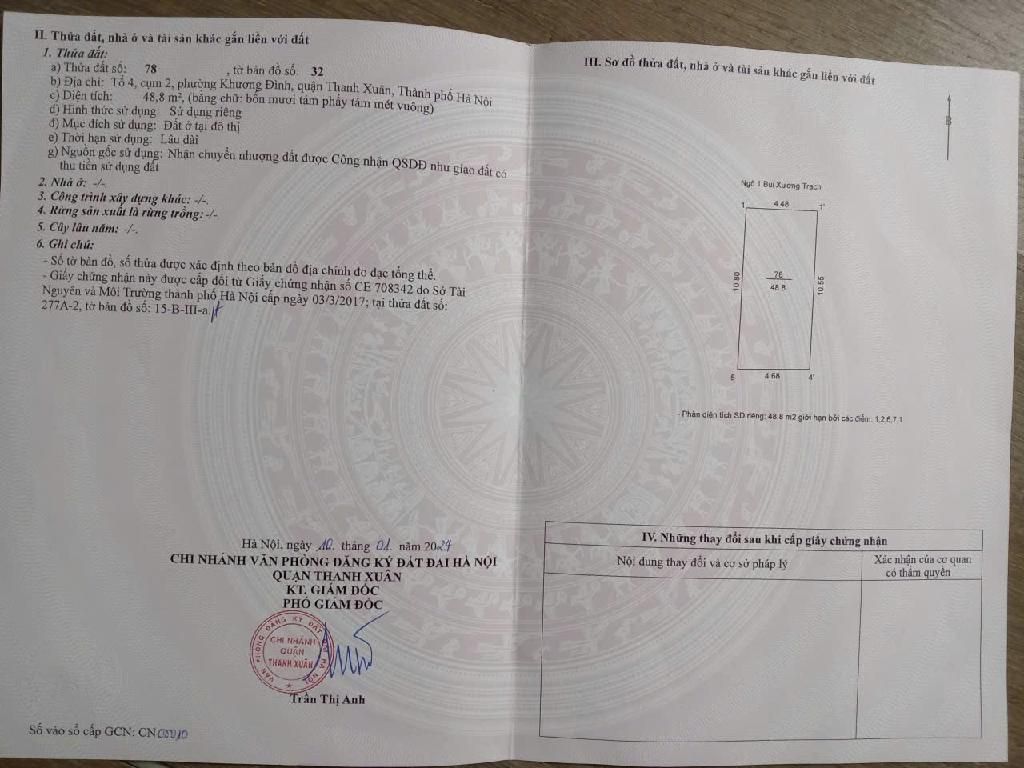 Bán nhà Bùi Xương Trạch - diện tích 52m2 3 tầng - Mặt ngõ ô tô tránh - giá 16,9 tỷ