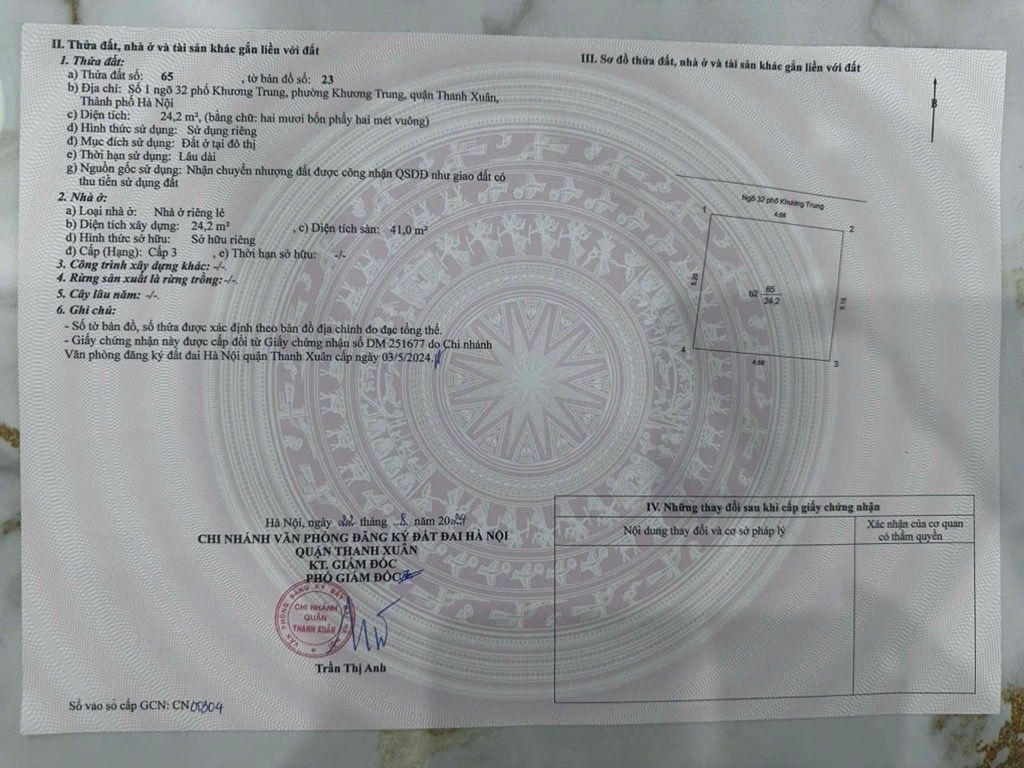 Bán nhà Khương Trung - diện tích 24,5m2 3 tầng - ô tô đỗ cửa - giá 8,1 tỷ