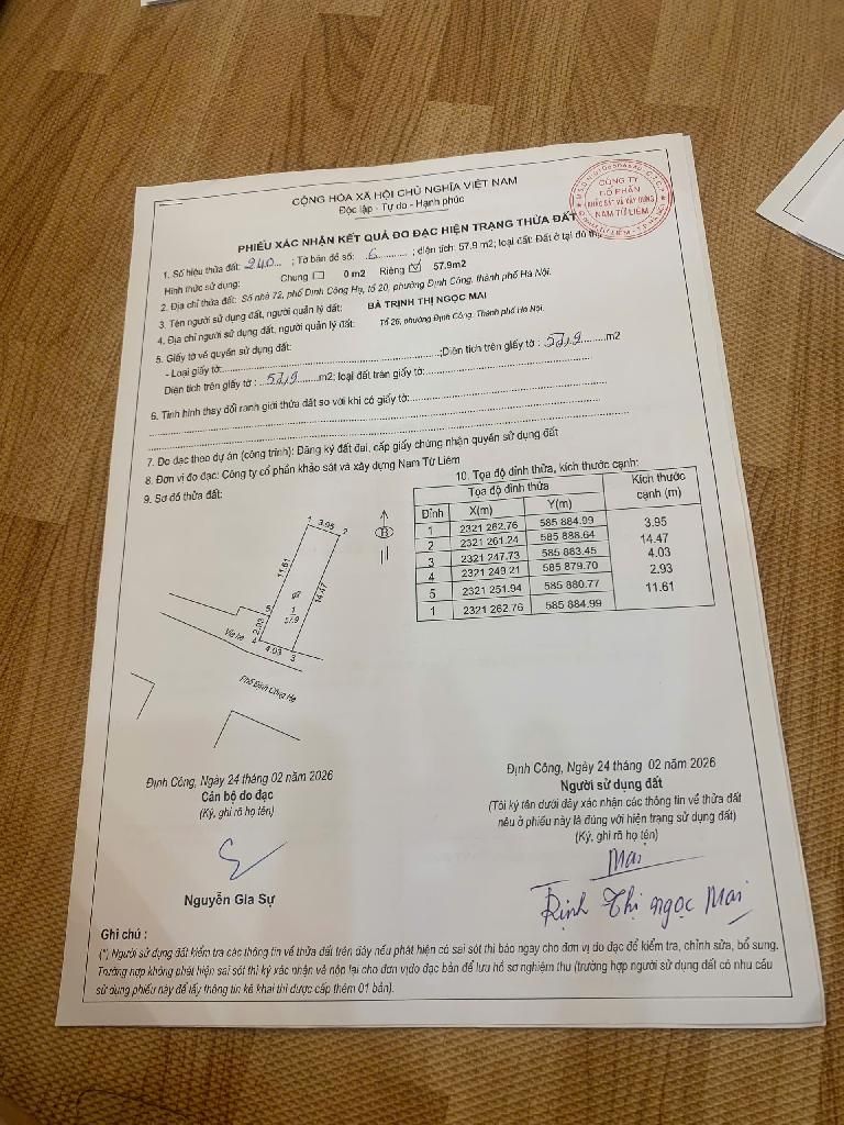 Bán nhà Định Công Hạ - diện tích 58m2 2 tầng - SIÊU PHẨM MẶT PHỐ - giá 5 tỷ