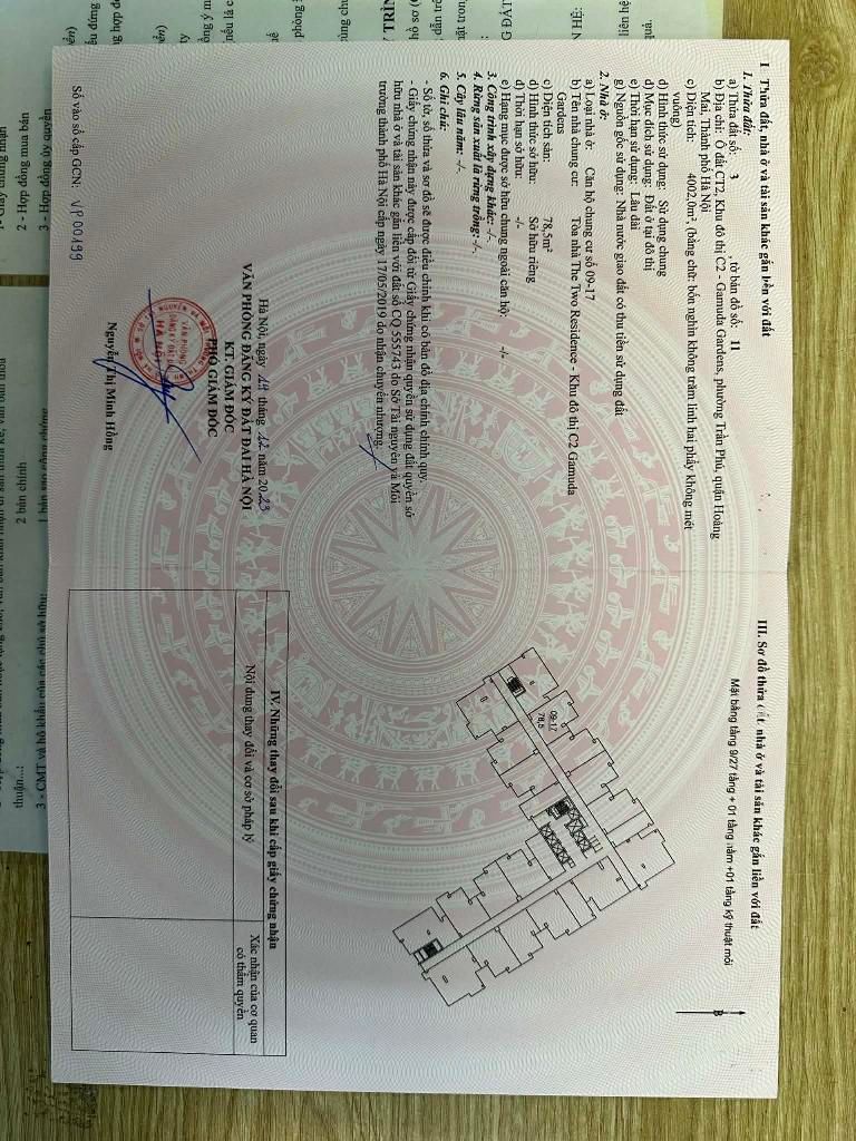 Bán căn hộ The Two Residence - diện tích 79m2 9 tầng - Hàng hiếm - giá 7,8 tỷ