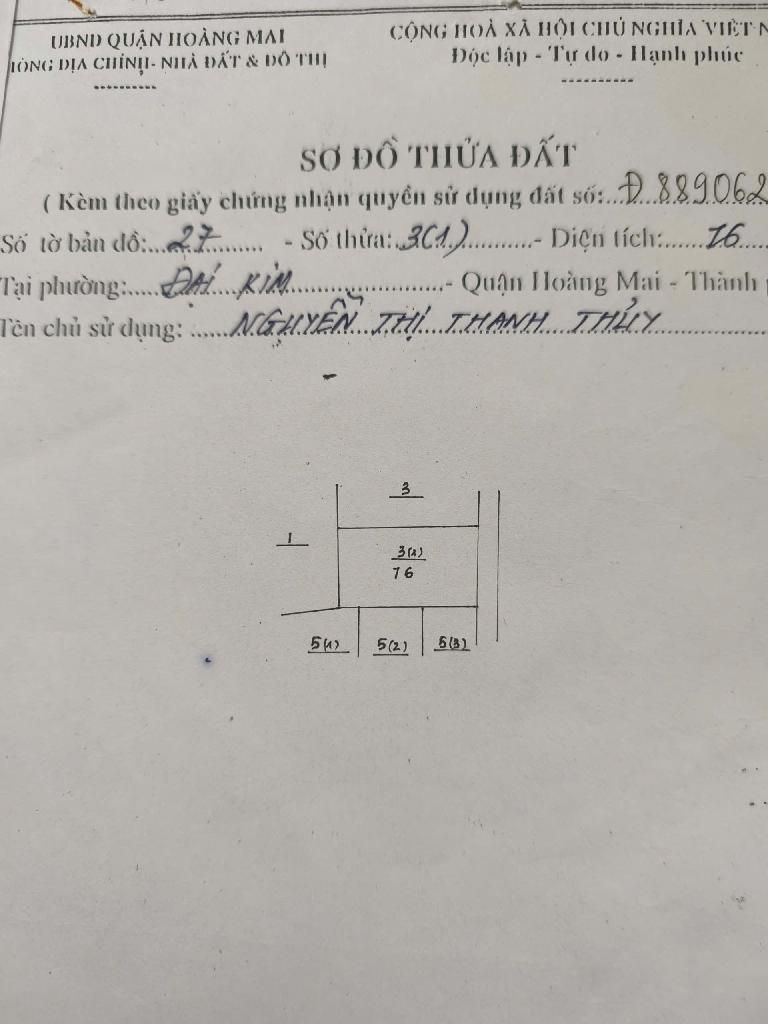 Bán nhà Đại Từ - diện tích 76m2 1 tầng - ngõ thông, sát ô tô - giá 16,9 tỷ