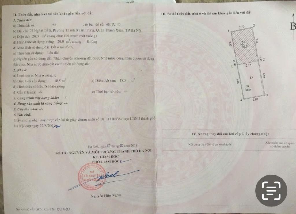 Bán nhà Vũ Trọng Phụng - diện tích 20m2 5 tầng - Ô tô - giá 8,3 tỷ