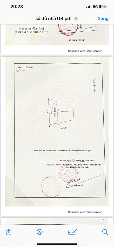 Bán nhà Giáp Bát - diện tích 45m2 5 tầng - 2 mặt thoáng - giá 11,8 tỷ