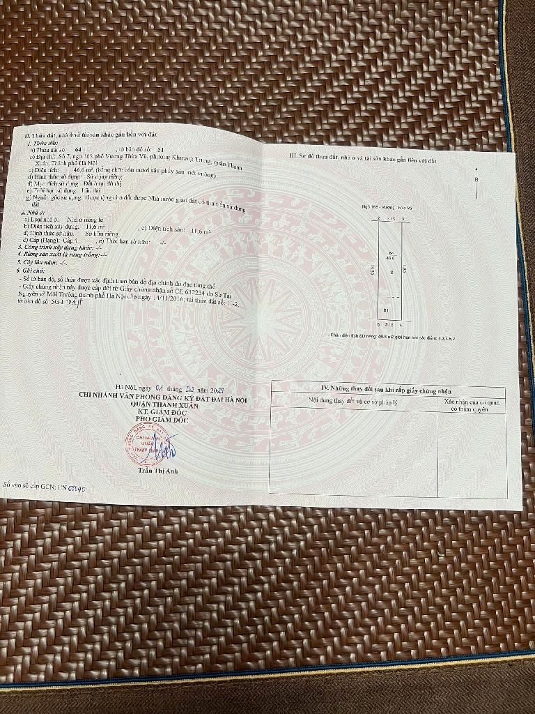 Bán nhà Vương Thừa Vũ - diện tích 46,6m2 4 tầng - Ô tô thông bàn cờ - giá 16 tỷ