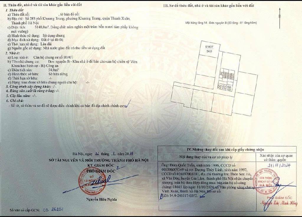 Bán nhà Khương Trung - diện tích 54m2 14 tầng - Ban công view thoáng hiếm có - giá 8,8 tỷ