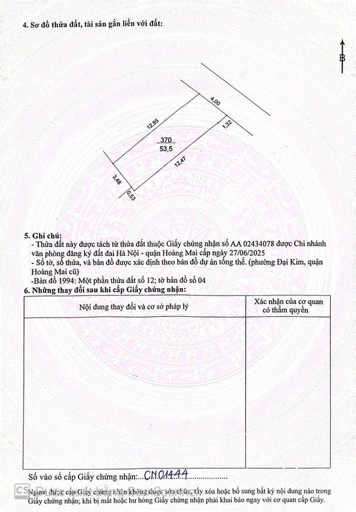 Bán nhà Kim Giang - diện tích 53.5m2 4 tầng - ô tô đỗ cửa - giá 11,8 tỷ