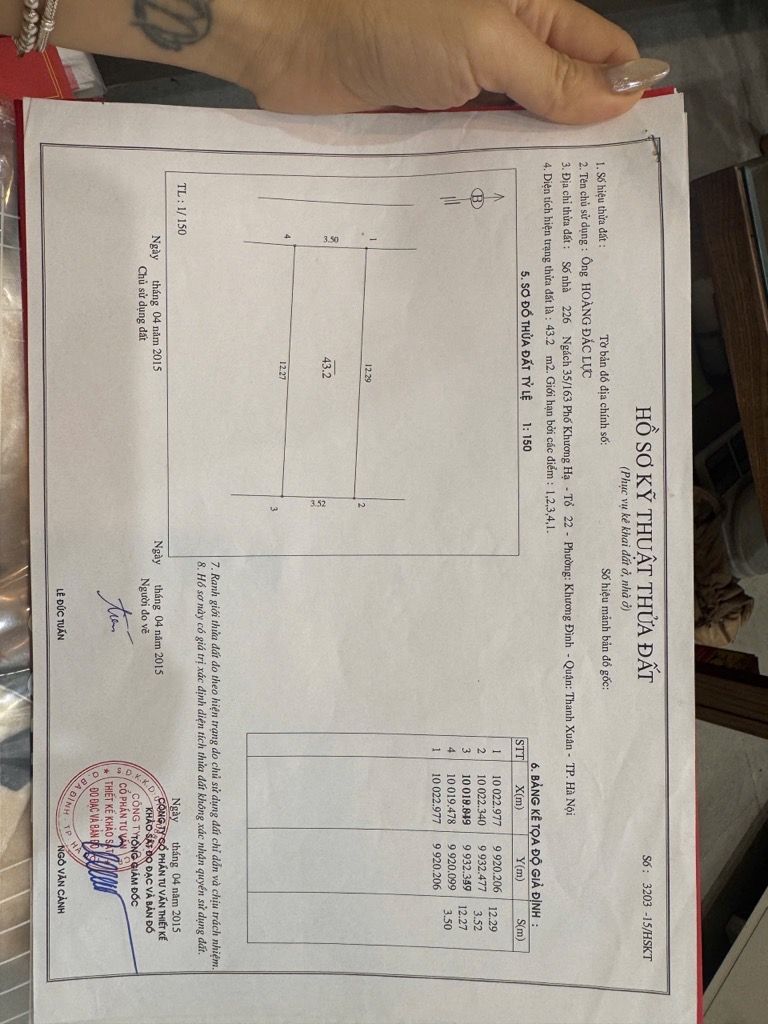 Bán nhà Vũ Tông Phan - diện tích 43.2m2 2 tầng - Nhà dân xây chắc chắn - giá 3,35 tỷ