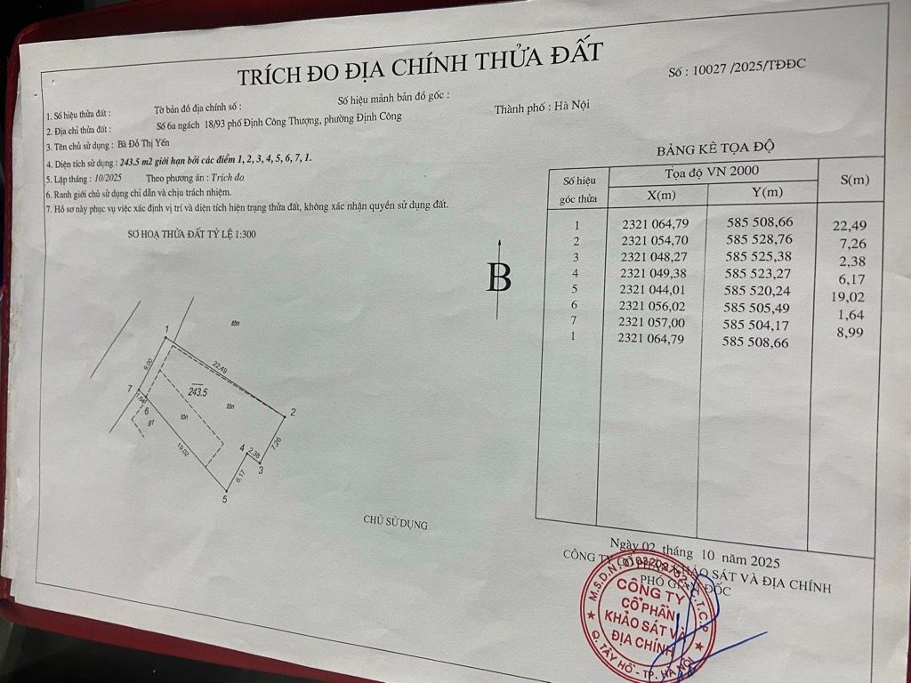Bán nhà Trần Hoà - diện tích 243m2 1 tầng - Mặt ngõ ô tô tránh - giá 10 tỷ