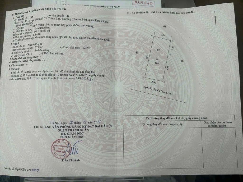 Bán nhà Cù Chính Lan - diện tích 37m2 8 tầng - ÔTÔ QUA NHÀ - giá 18,8 tỷ