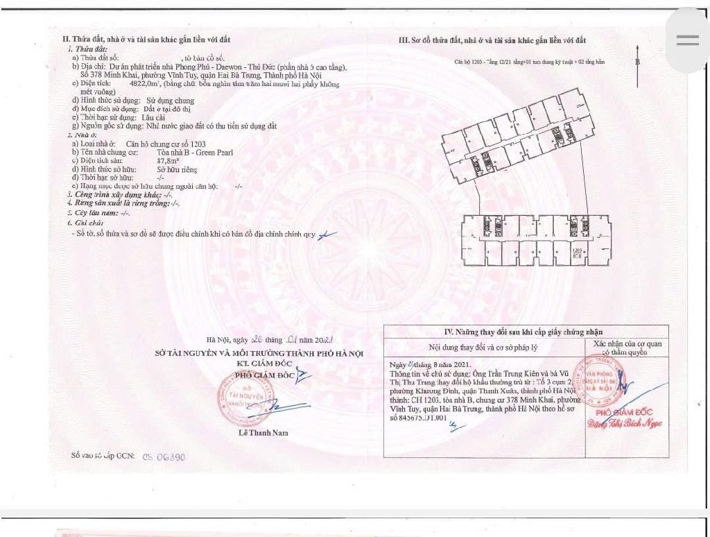 Bán nhà Minh Khai - diện tích 87.8m2 12 tầng - View đẹp Hướng Nam - giá 11,9 tỷ