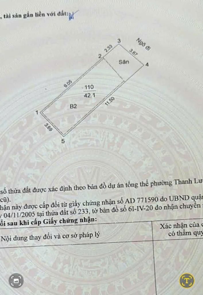 Bán nhà Đê Trần Khát Chân - diện tích 42.1m2 5 tầng - thang máy, gần ô tô - giá 11,95 tỷ