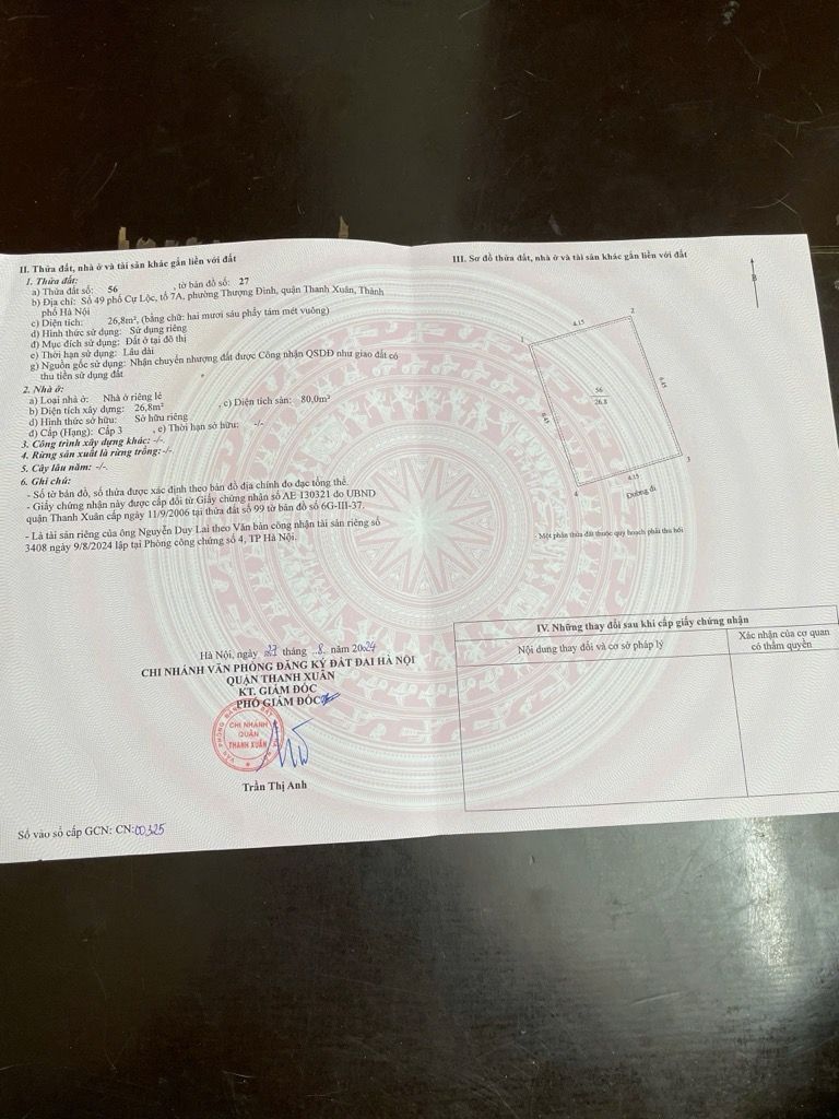 Bán nhà Cự Lộc - diện tích 26,8m2 3 tầng - Ô tô qua nhà - giá 9 tỷ