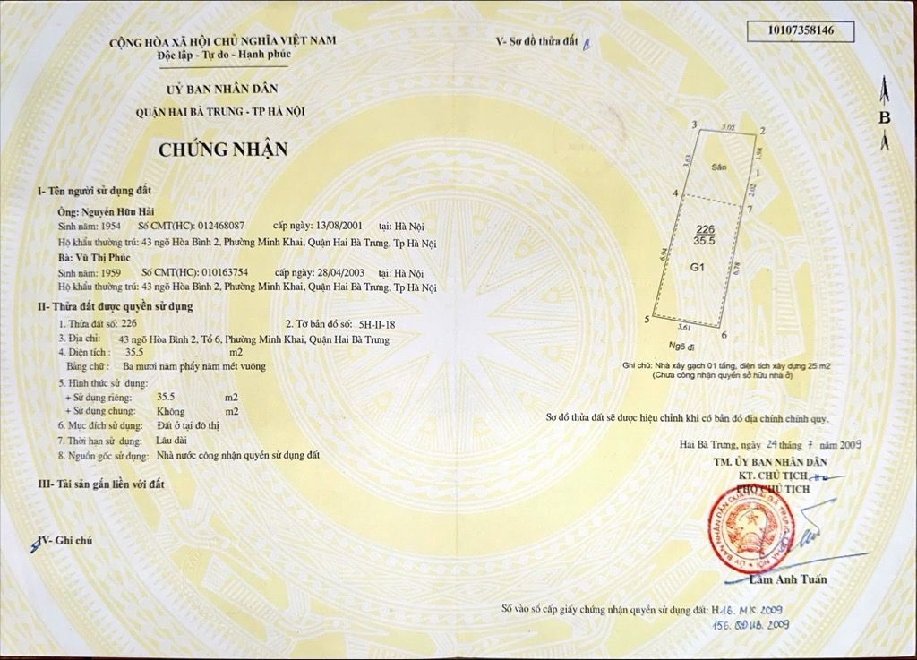 Bán nhà Ngõ Hoà Bình - diện tích 36m2 5 tầng - thang máy - giá 13,5 tỷ