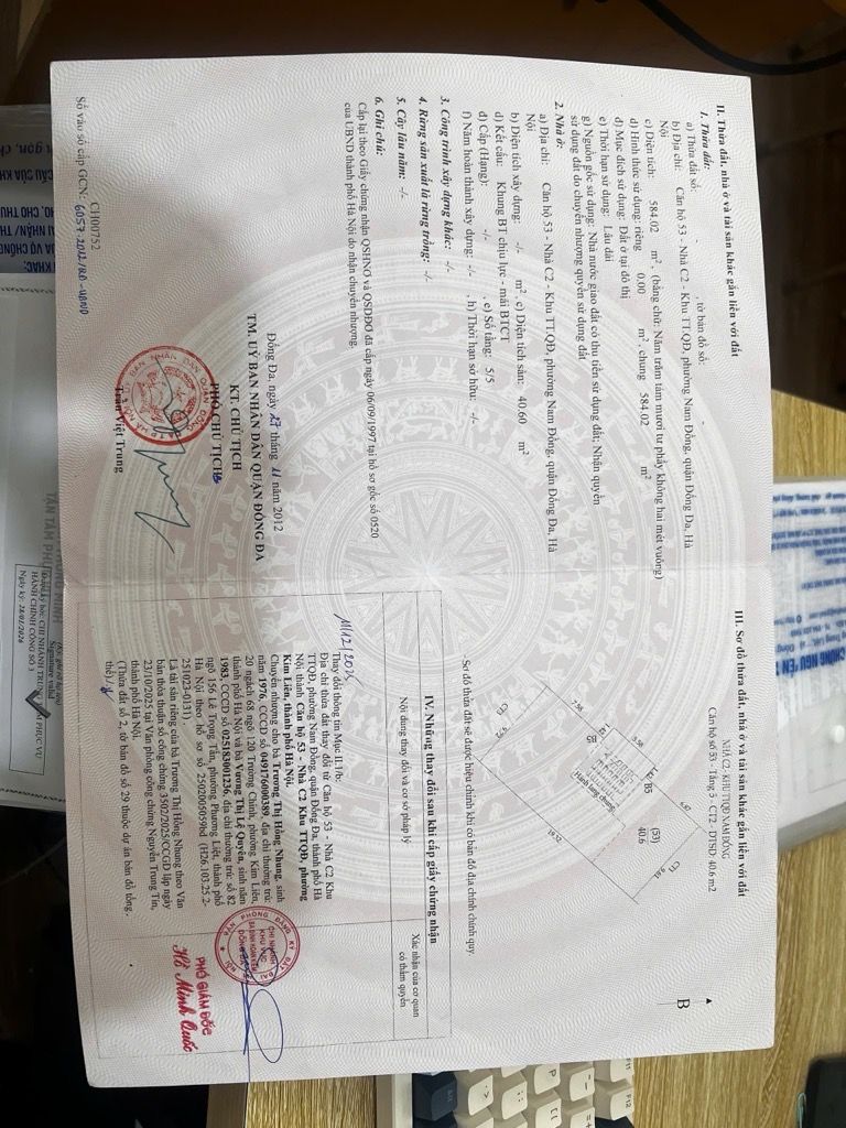 Bán nhà Hồ Đắc Di - diện tích 41m2 5 tầng - Nhà tập thể cũ quân đội - giá 4,5 tỷ