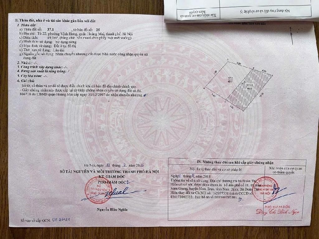 Bán nhà Lĩnh Nam - diện tích 49.1m2 5 tầng - Lô góc, ô tô vào nhà - giá 12,9 tỷ