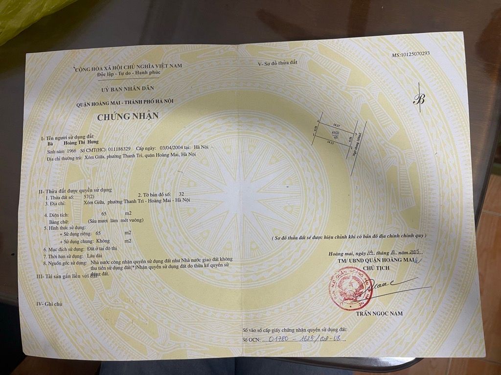 Bán nhà Ngũ Nhạc - diện tích 65m2 1 tầng - mặt ngõ ô tô - giá 6 tỷ