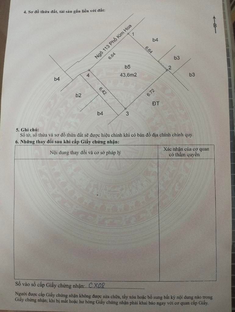 Bán nhà Kim Hoa - diện tích 44m2 6 tầng - Nhà 3 thoáng, gần phố lớn - giá 18,68 tỷ