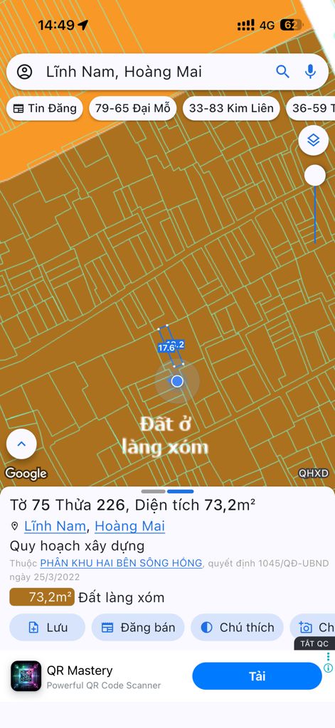 Bán nhà Thúy Lĩnh - diện tích 71m2 1 tầng - Ô tô 4 chỗ đỗ - giá 10,5 tỷ