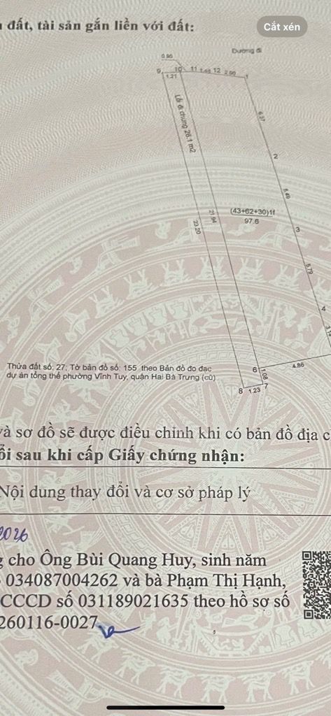 Bán nhà Minh Khai - diện tích 98m2 1 tầng - đất tặng nhà cấp 4 - giá 22,6 tỷ