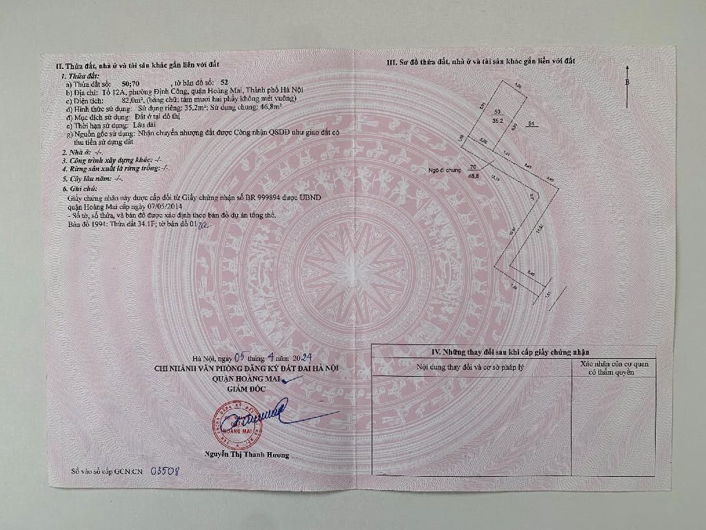 Bán nhà Định Công Hạ - diện tích 35,2m2 5 tầng - LÔ GÓC 3 THOÁNG - giá 8,5 tỷ