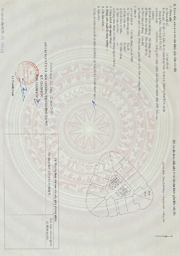 Bán nhà Nghiêm Xuân Yêm - diện tích 81.9m2 39 tầng - Căn hộ rộng to 2 ngủ - giá 7,2 tỷ