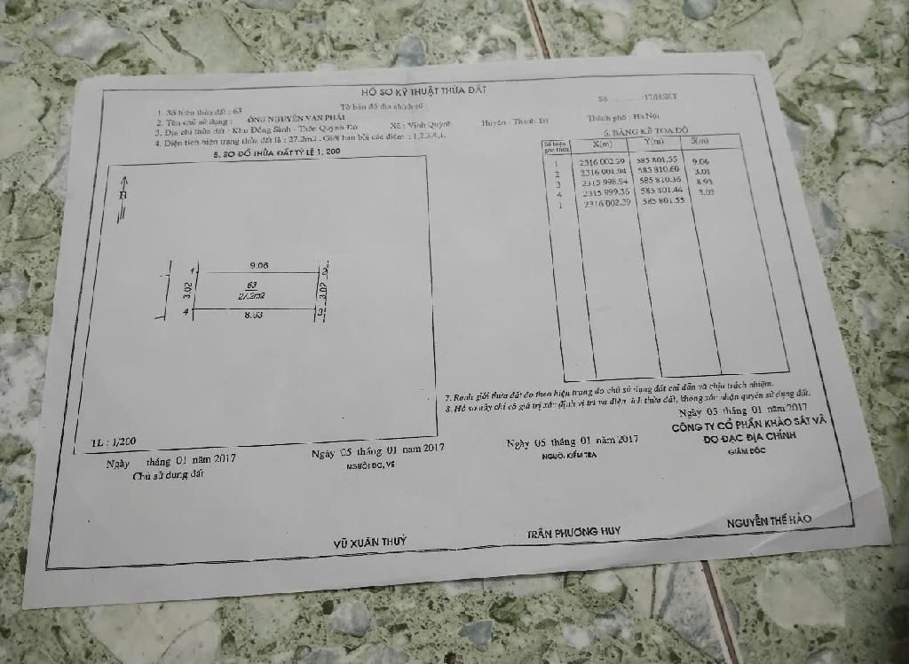 Bán nhà Vĩnh Quỳnh - diện tích 32m2 2 tầng - Nhà đất ở hoàn toàn không quy hoạch - giá 1,6 tỷ
