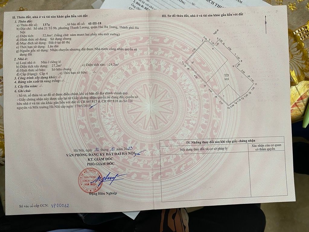 Bán nhà Trần Khát Chân - diện tích 27m2 1 tầng - C4 đang cho thuê 5tr/tháng - giá 6,45 tỷ