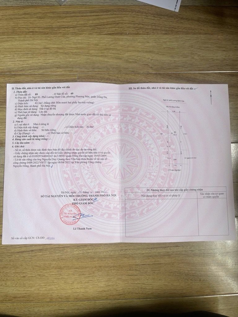 Bán nhà Lương Định Của - diện tích 42,3m2 5 tầng - Ngõ ô tô tránh - giá 22 tỷ