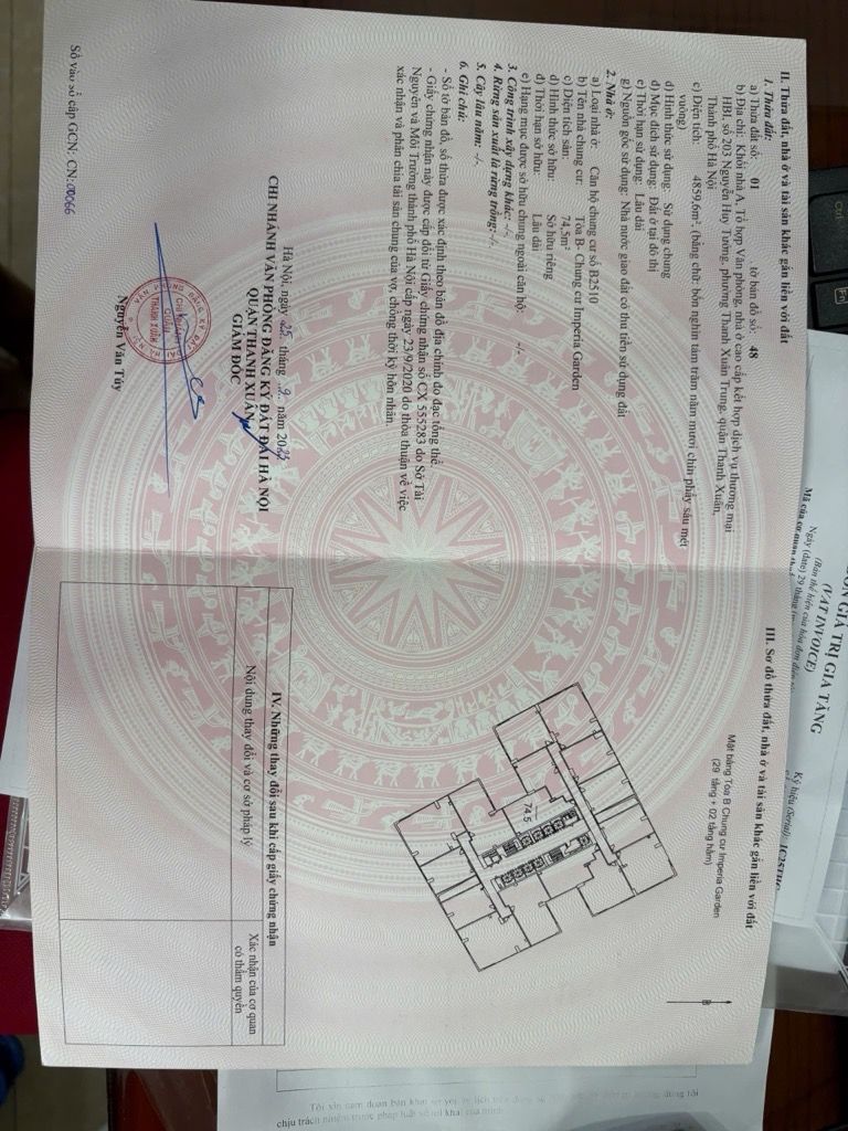 Bán nhà Nguyễn Huy Tưởng - diện tích 75m2 25 tầng - Căn hộ 3 phòng ngủ - giá 11,5 tỷ