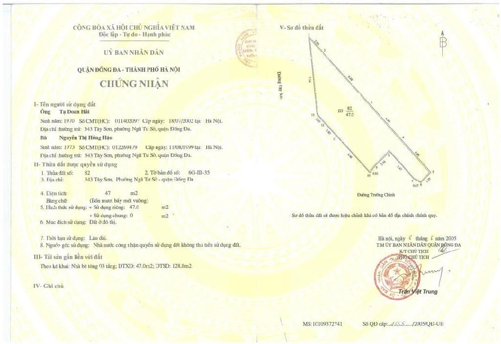 Bán nhà Tây Sơn - diện tích 47m2 6 tầng - Mặt phố kinh doanh sầm uất - giá 21,5 tỷ