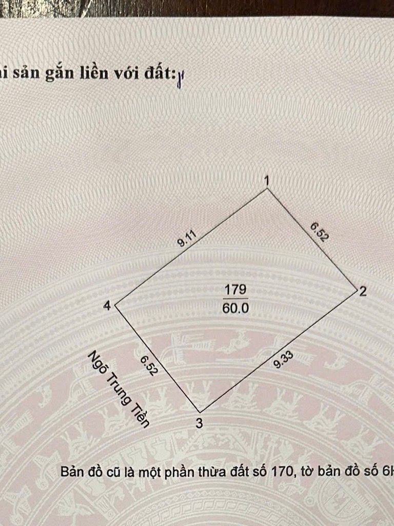 Bán nhà Ngõ Trung Tiền - diện tích 60m2 1 tầng - Mảnh đất siêu đẹp phân lô - giá 18,2 tỷ