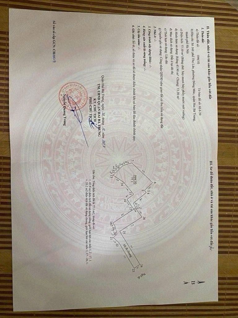 Bán nhà Thọ Lão - diện tích 77,1m2 4 tầng - Nhà khung cột, đầu tư sửa bán - giá 10,6 tỷ