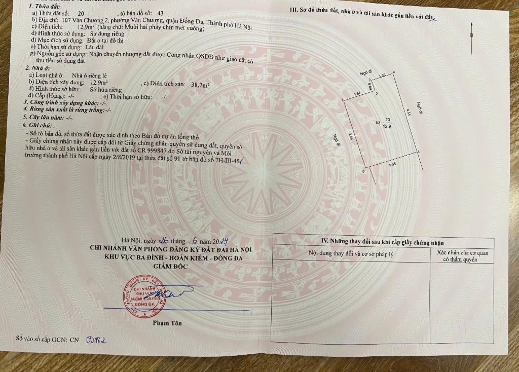 Bán nhà Văn Chương - diện tích 12,9m2 4 tầng - Lô góc 3 mặt thoáng - giá 7,28 tỷ