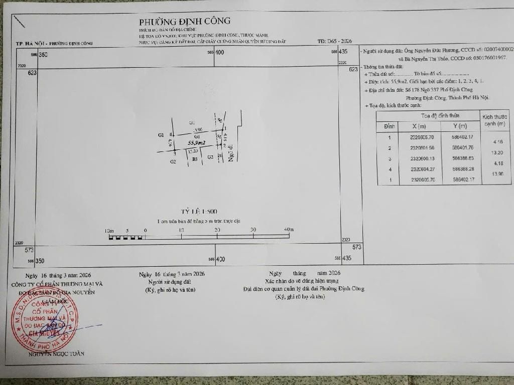 Bán nhà Định Công - diện tích 60m2 1 tầng - ô tô kinh doanh - giá 4,1 tỷ