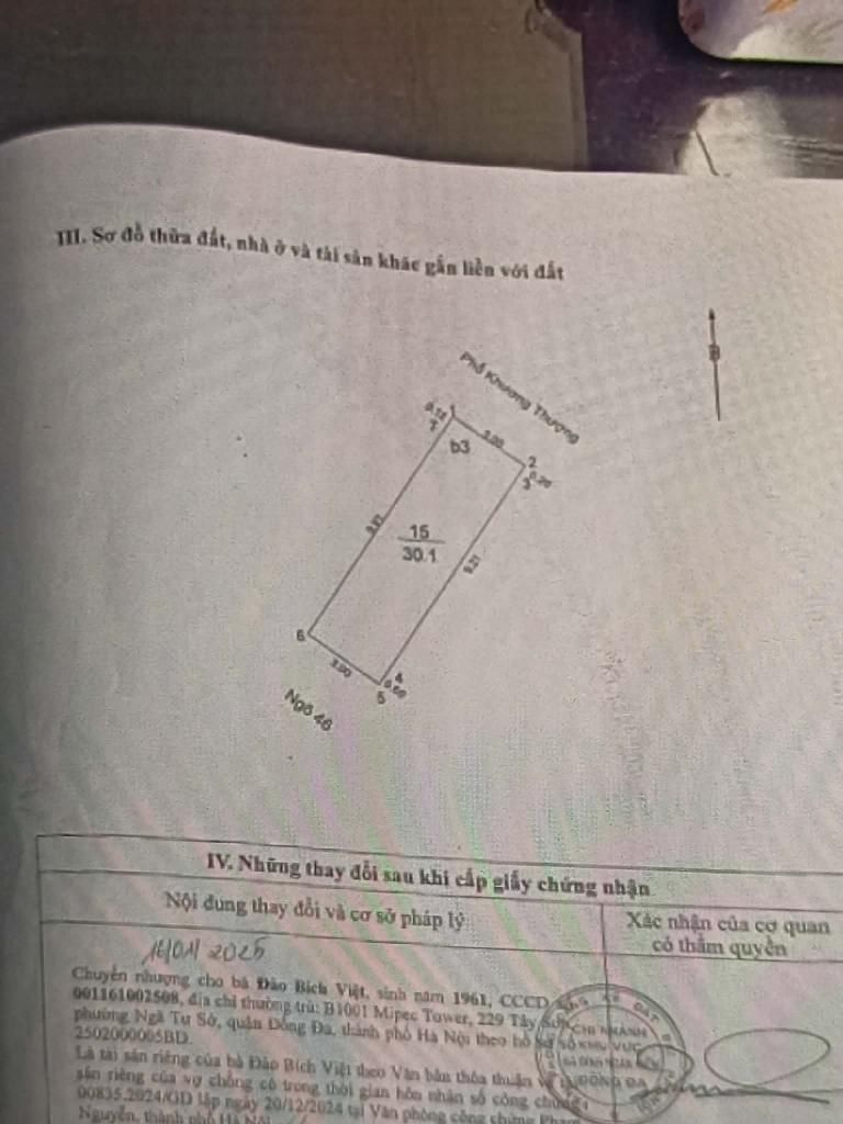 Bán nhà Khương Thượng - diện tích 30,1m2 4,5 tầng - Mặt phố + Mặt ngõ - giá 11,5 tỷ