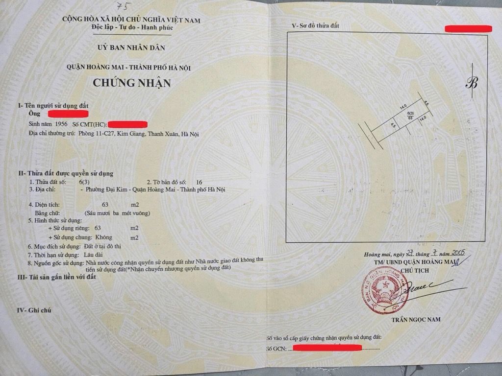 Bán nhà Kim Giang - diện tích 63m2 1 tầng - ngõ ô tô tránh - giá 22,9 tỷ