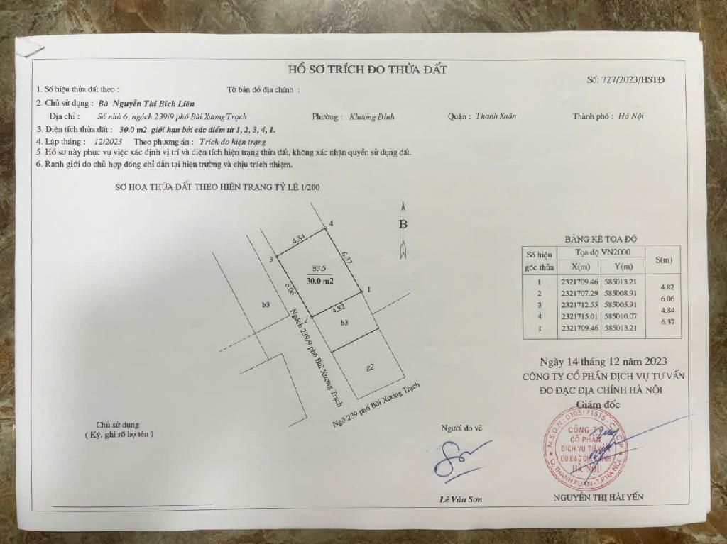 Bán nhà Bùi Xương Trạch - diện tích 30m2 4 tầng - ô tô đỗ cửa - giá 3,9 tỷ