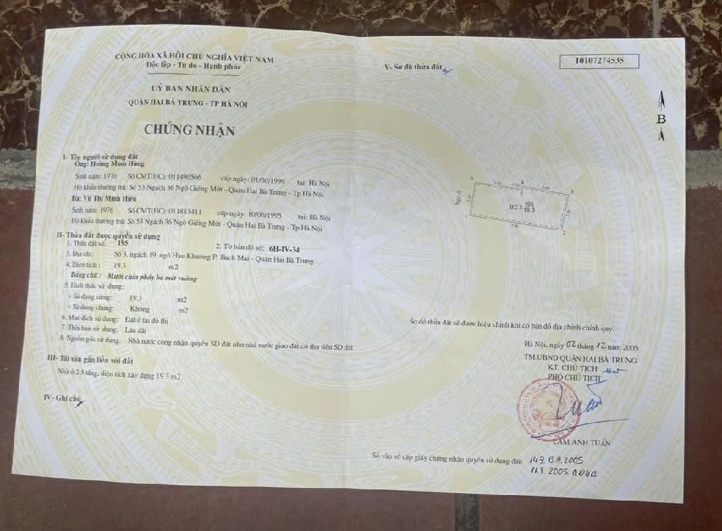 Bán nhà Ngõ Hậu - diện tích 19,3m2 3 tầng - SIÊU HIẾM - LÕI HAI BÀ TRƯNG - THOÁNG SÁNG - giá 6 tỷ