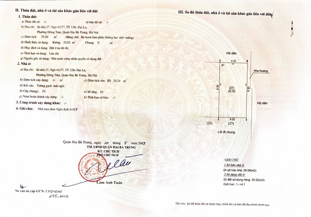 Bán nhà Phố Vọng - diện tích 35m2 2 tầng - đất tặng nhà - giá 8,96 tỷ