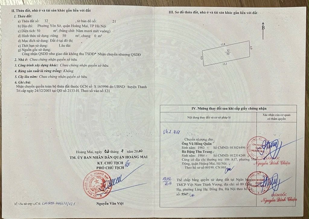 Bán nhà Yên Duyên - diện tích 50m2 3 tầng - Siêu phẩm dân xây - giá 13 tỷ