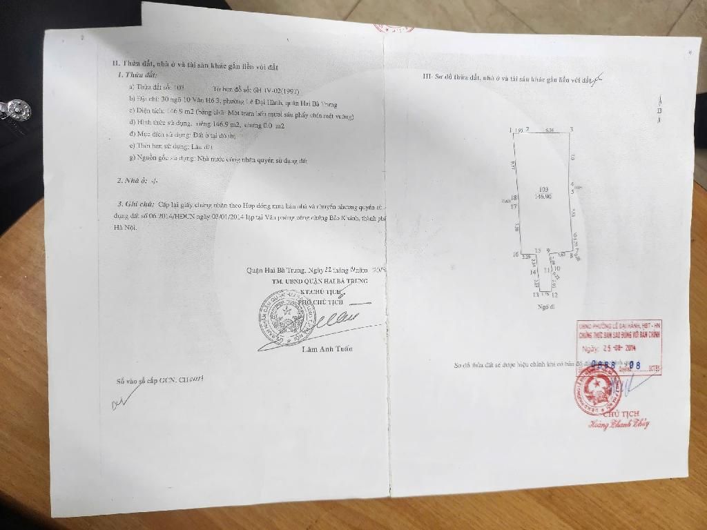 Bán nhà Vân Hồ - diện tích 30m2 2 tầng - 3 ngủ - giá 2 tỷ