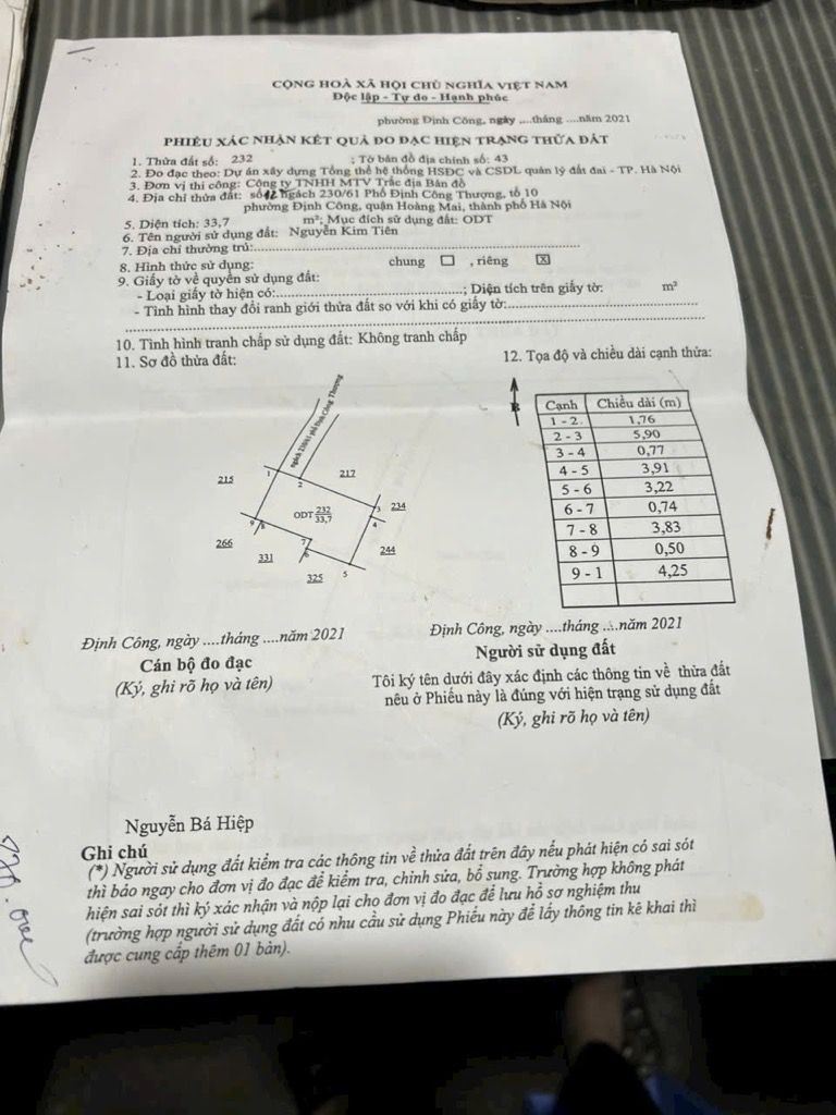 Bán nhà Định Công Thượng - diện tích 34m2 4 tầng - gần ô tô - giá 2,95 tỷ