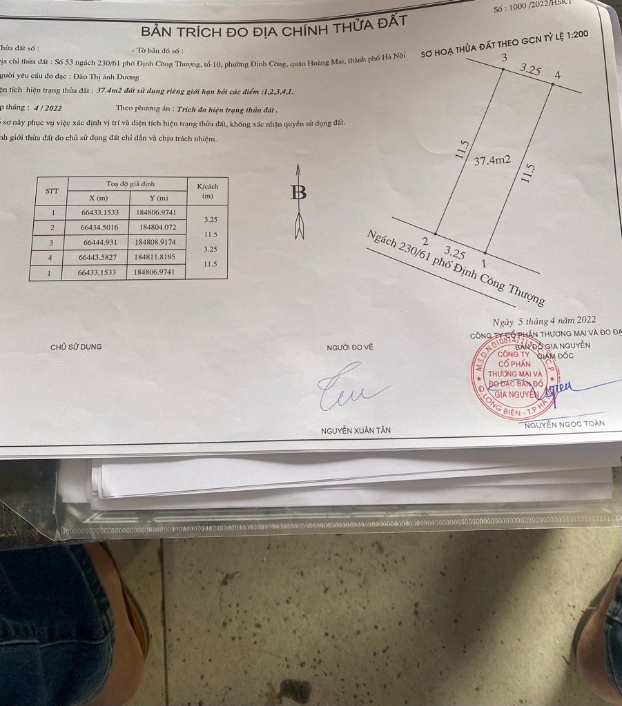 Bán nhà Định Công Thượng - diện tích 37,4m2 1 tầng - đất gần trường học - giá 1,25 tỷ