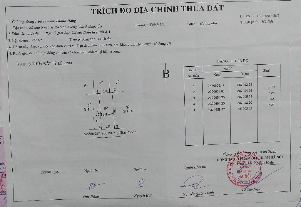 Bán nhà Giải Phóng - diện tích 20m2 2 tầng - Ngõ 364 - giá 2,16 tỷ