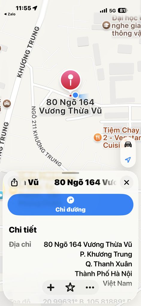 Bán nhà Vương Thừa Vũ - diện tích 50m2 5 tầng - Ô tô đỗ cổng - giá 14,6 tỷ