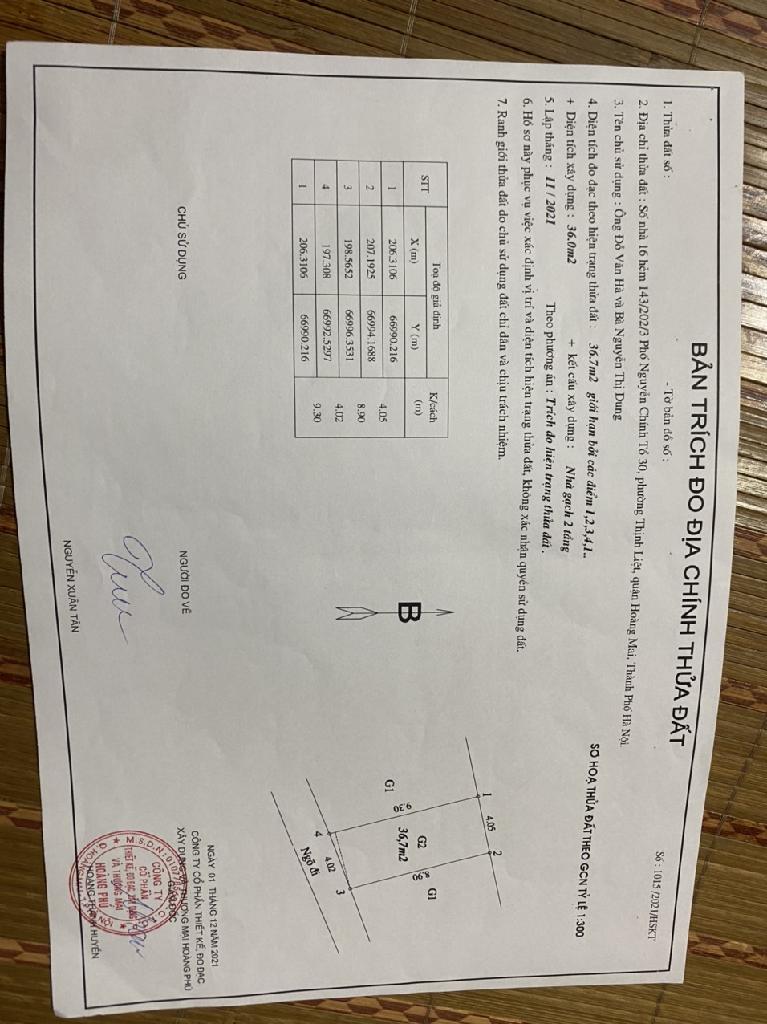 Bán nhà Nguyễn Chính - diện tích 37m2 2 tầng - Ô TÔ CÁCH 20M - giá 2,5 tỷ
