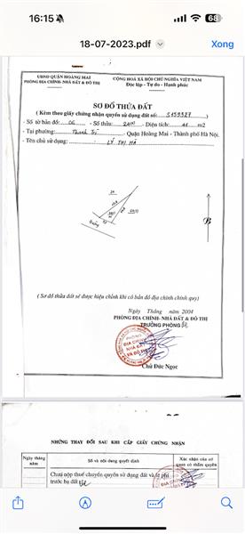 Bán nhà Nguyễn Khoái - diện tích 41m2 1 tầng - Mặt ngõ ô tô tránh nhau - giá 7,2 tỷ